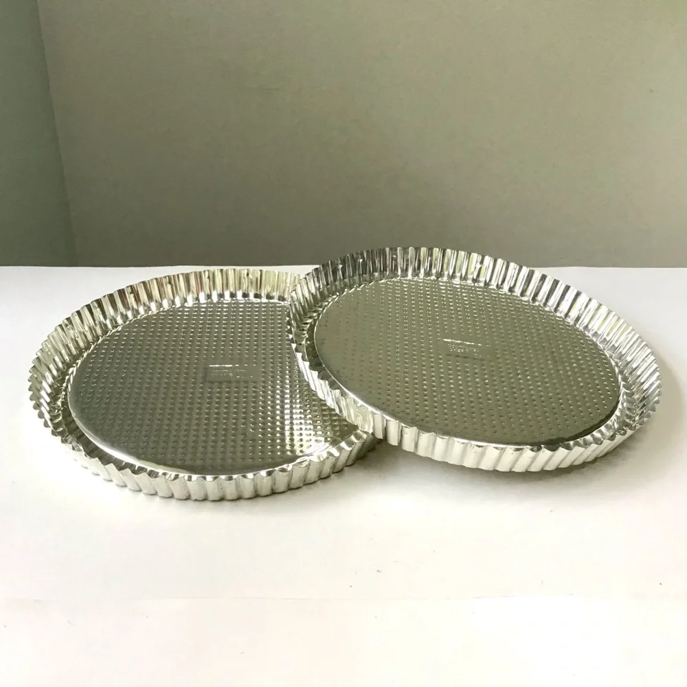 Pampered Chef Flan Pans Set of 2 Quiches Tarts Desserts 10” Metal Baking Pans